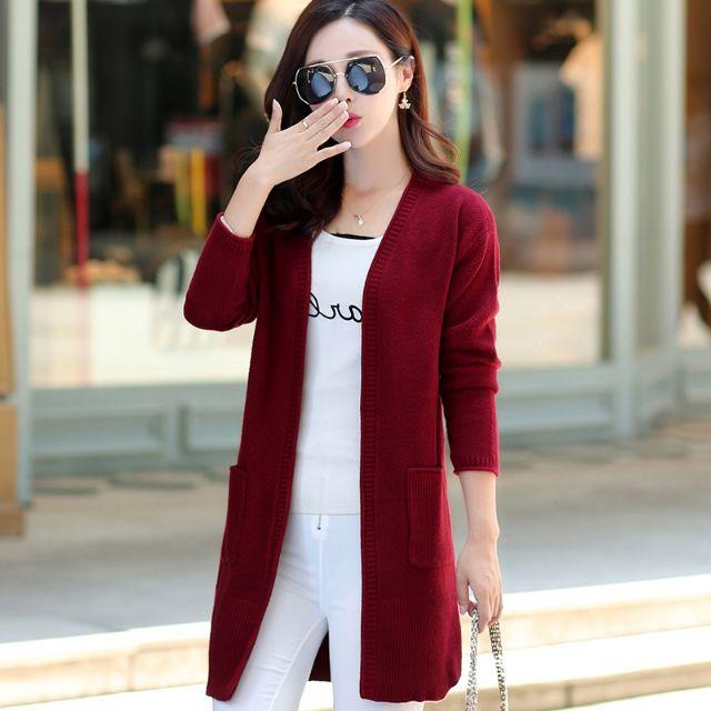  Áo len cardigan lông cừu dáng dài dày dặn