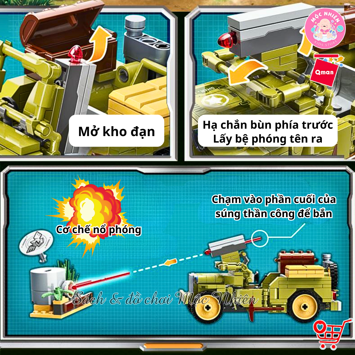 Đồ chơi xếp hình, lắp ráp Qman 21011 - Xe Jeep (264 mảnh ghép)