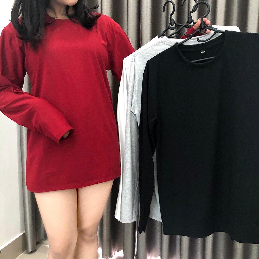 Áo Thun Dấu Quần Dài Tay Phong Cách Hàn Quốc Vải Cotton Dày Đẹp