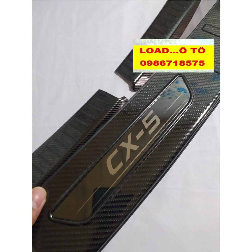 Bộ Ốp Chống Trầy Cốp Trong, Ngoài Carbon Mazda CX5 2023-2018 Mẫu Vân Carbon Cao Cấp Nhất Thị Trường