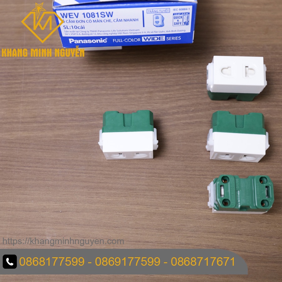 Ổ cấm đơn 2 chấu chính hãng màu trắng WEV-1081SW