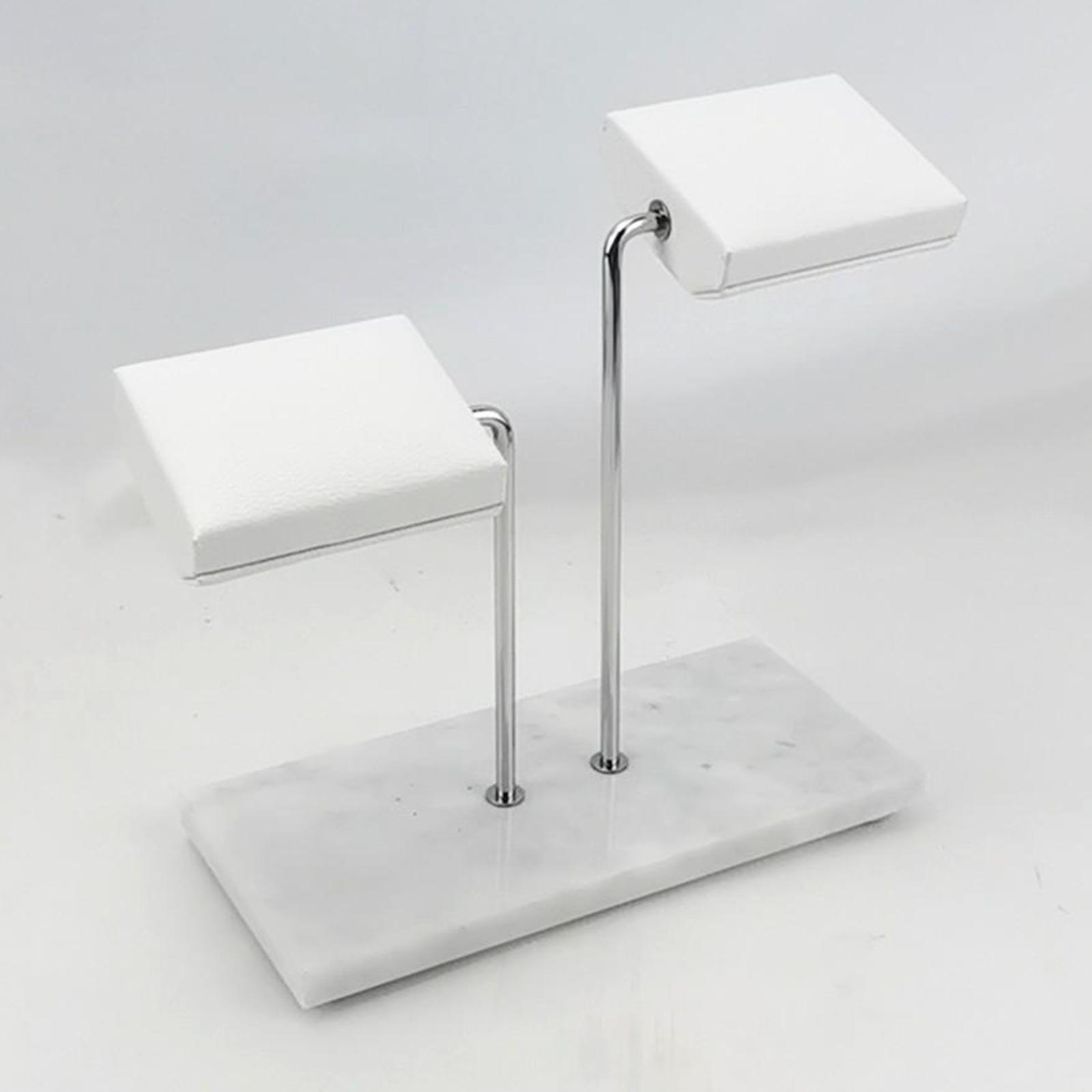 Stable Metal & PU Leather Double Watch Holder Display Stand for Showcase Exposition