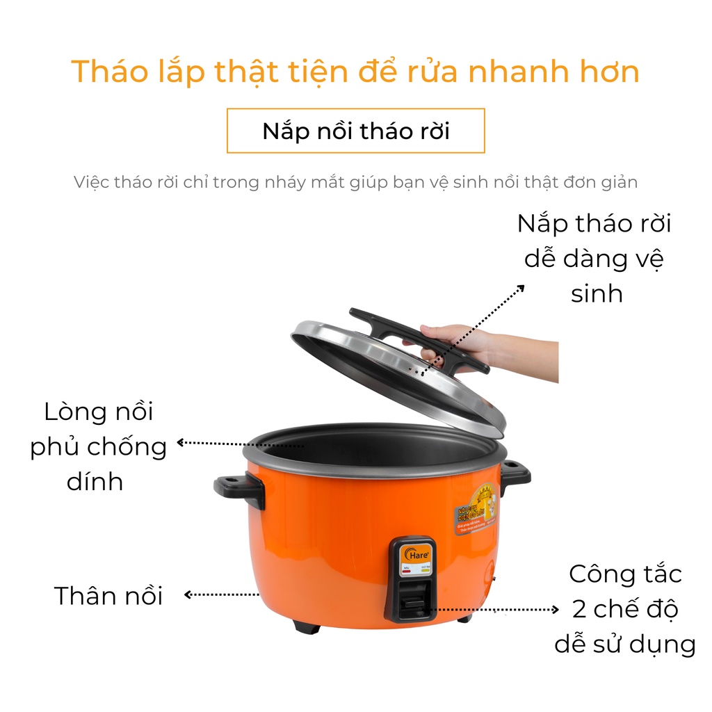 Nồi cơm điện HR-ERB56A(5.6L) chống dính -hàng chính hãng thương hiệu Hare - bảo hành 12 tháng