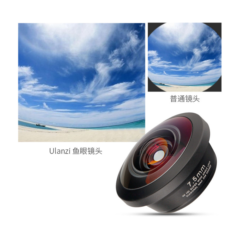 Lens Dành Cho Điện Thoại, Ulanzi 7.5MM 238 Degree Fisheye HD Lens | Hàng Chính Hãng