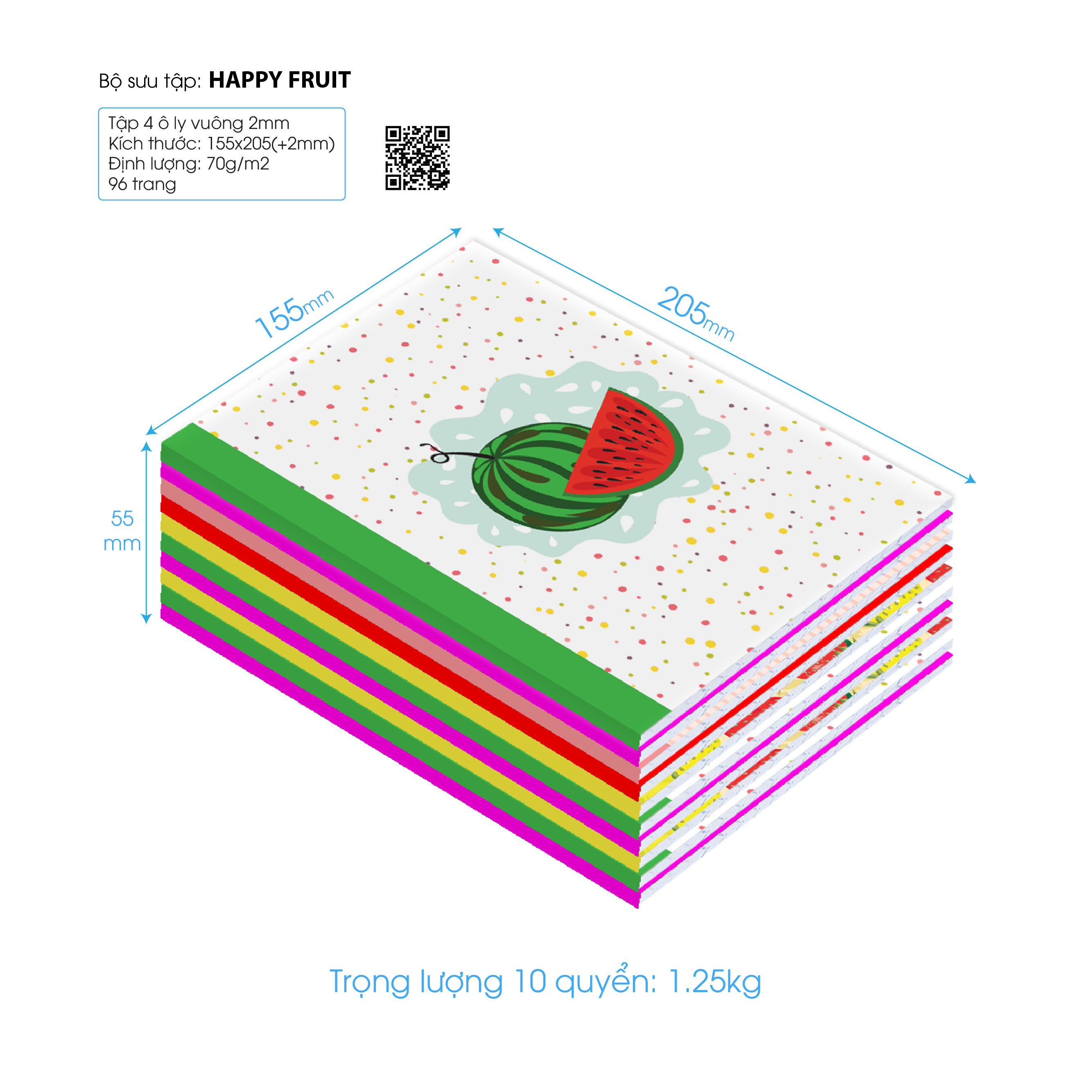 [HCM]20 cuốn Tập học sinh Happy Fruit, 96 trang ĐL70 (TAB007c)