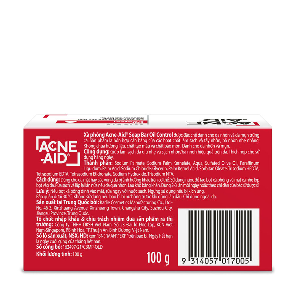 Xà phòng rửa mặt, tắm hỗ trợ ngăn ngừa mụn trứng cá Acne-Aid Bar (Hộp 100g)