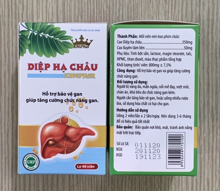 DIỆP HẠ CHÂU Kingphar -Hộp 40 viên- Giải Độc Gan, Thanh Lọc Cơ Thể