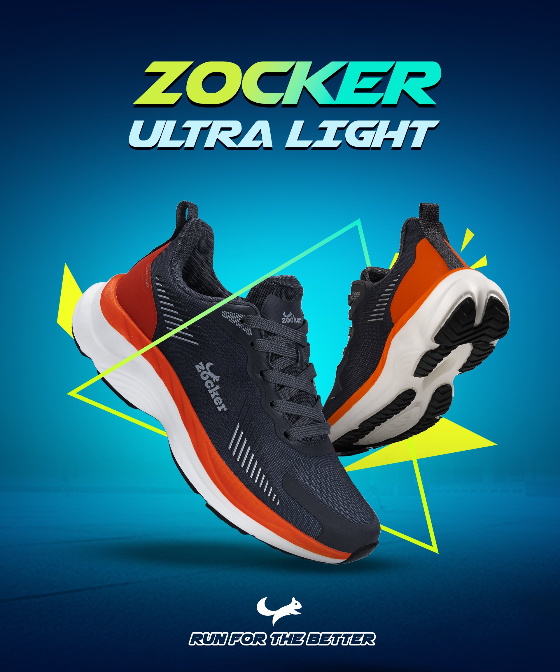 Giày Chạy Bộ Zocker Ultra Light Dark Gray - Công Nghệ Light Foam Premium Siêu Nhẹ - Siêu Êm - Siêu Nảy - Tặng kèm vệ sinh giày