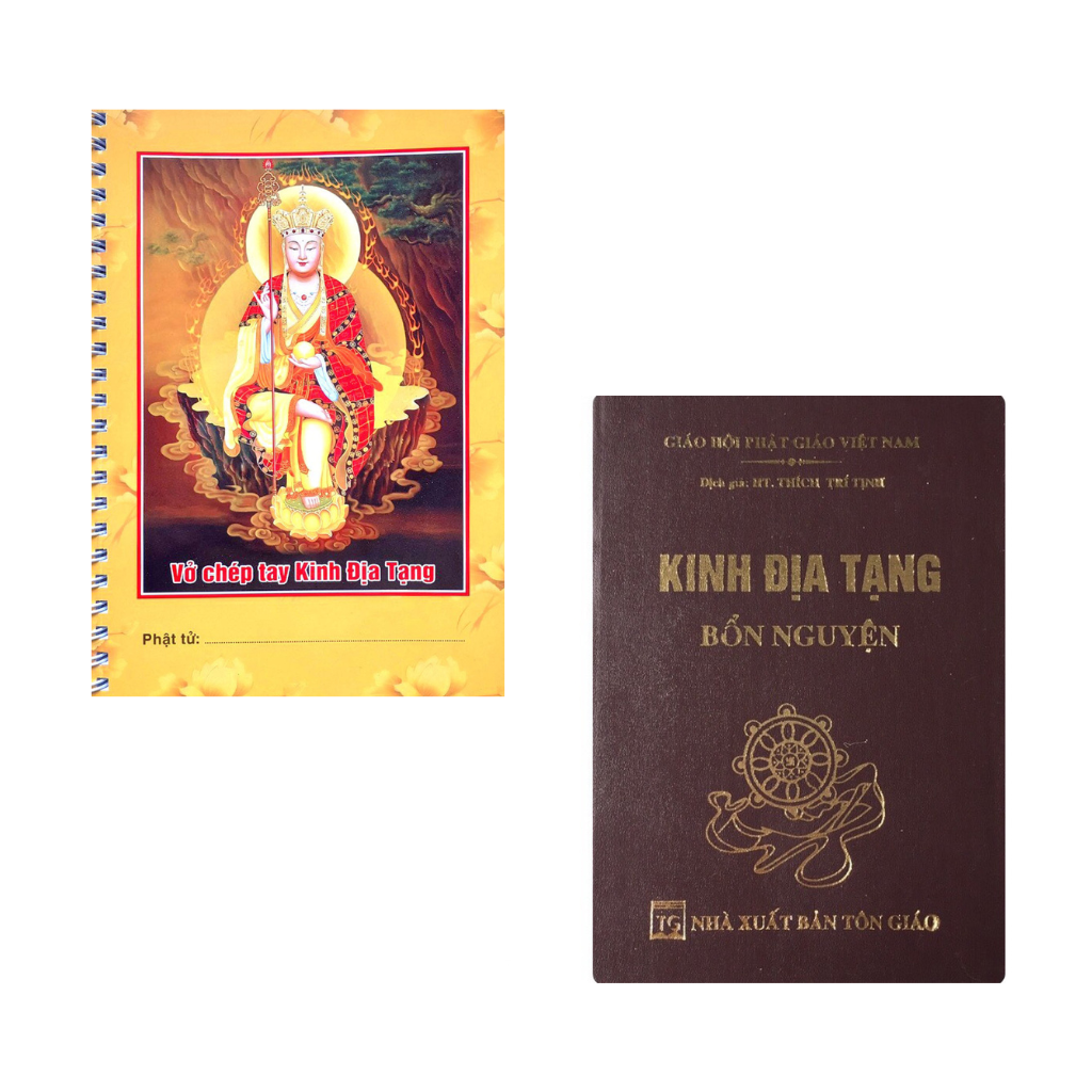 COMBO VỞ CHÉP TAY KINH ĐỊA TẠNG CÓ LÒ XO + KINH ĐỊA TẠNG BỒ TÁT BỔN NGUYỆN