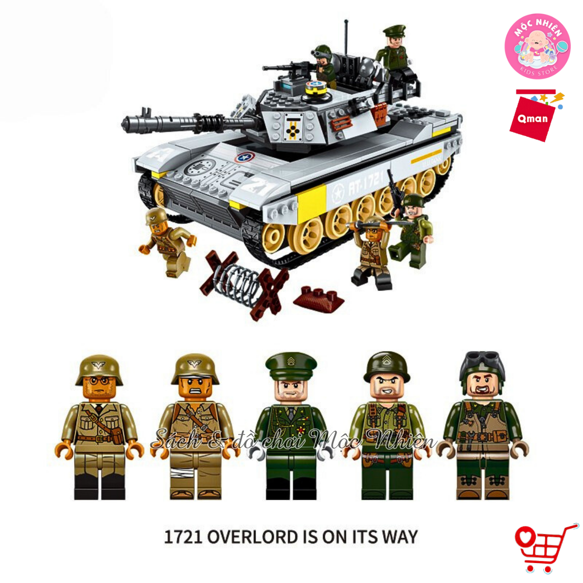 Đồ chơi lắp ráp, xếp hình Qman 1721 - Xe tăng chiến đấu (482 mảnh ghép) - Dành cho bé trai từ 6 tuổi