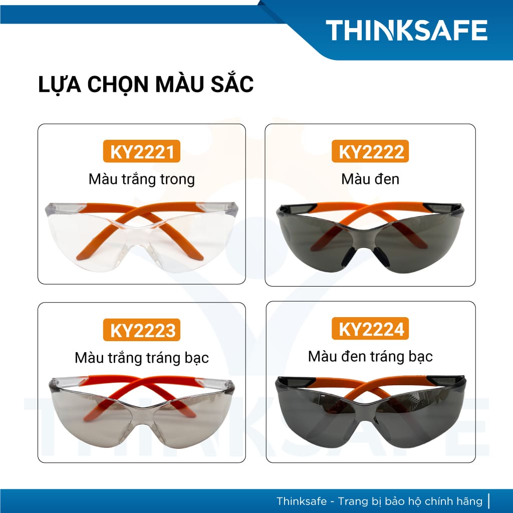 Kính bảo hộ King's Thinksafe, kính trắng chống bụi đi đường, che mặt đa năng, chống tia uv, nhập khẩu chính hãng KY2223