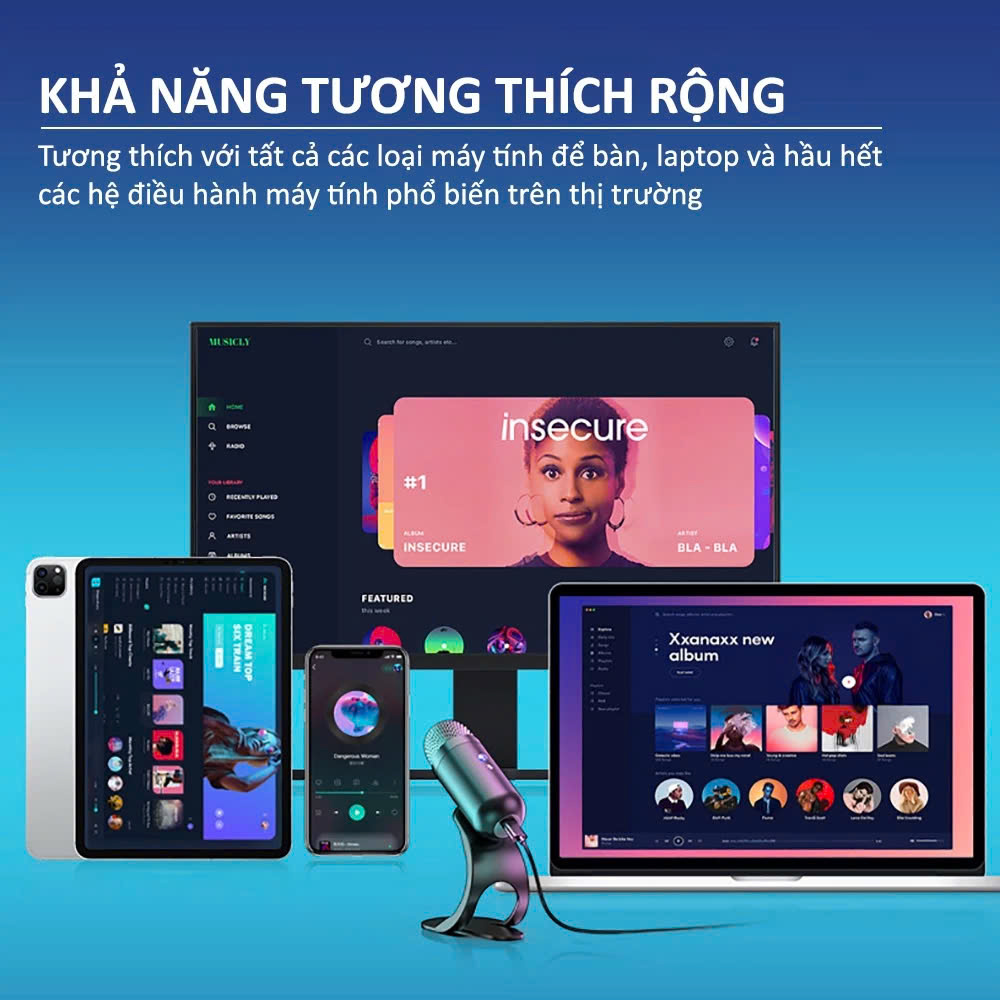 Micro USB Mini Mic Thu Âm Podcast Livestream Radio Microphone Phòng Thu Studio Karaoke SoloCast Cắm Máy Tính Bàn Laptop Chat Voice Học Online Chơi – Hàng Nhập Khẩu