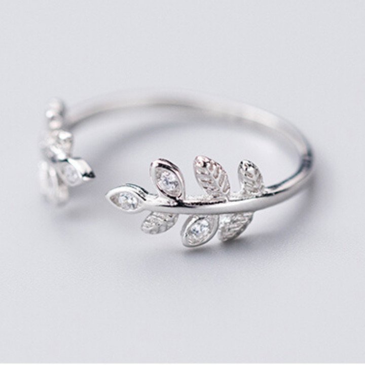 Nhẫn Bạc Nữ 925 Vòng Nguyệt Quế.