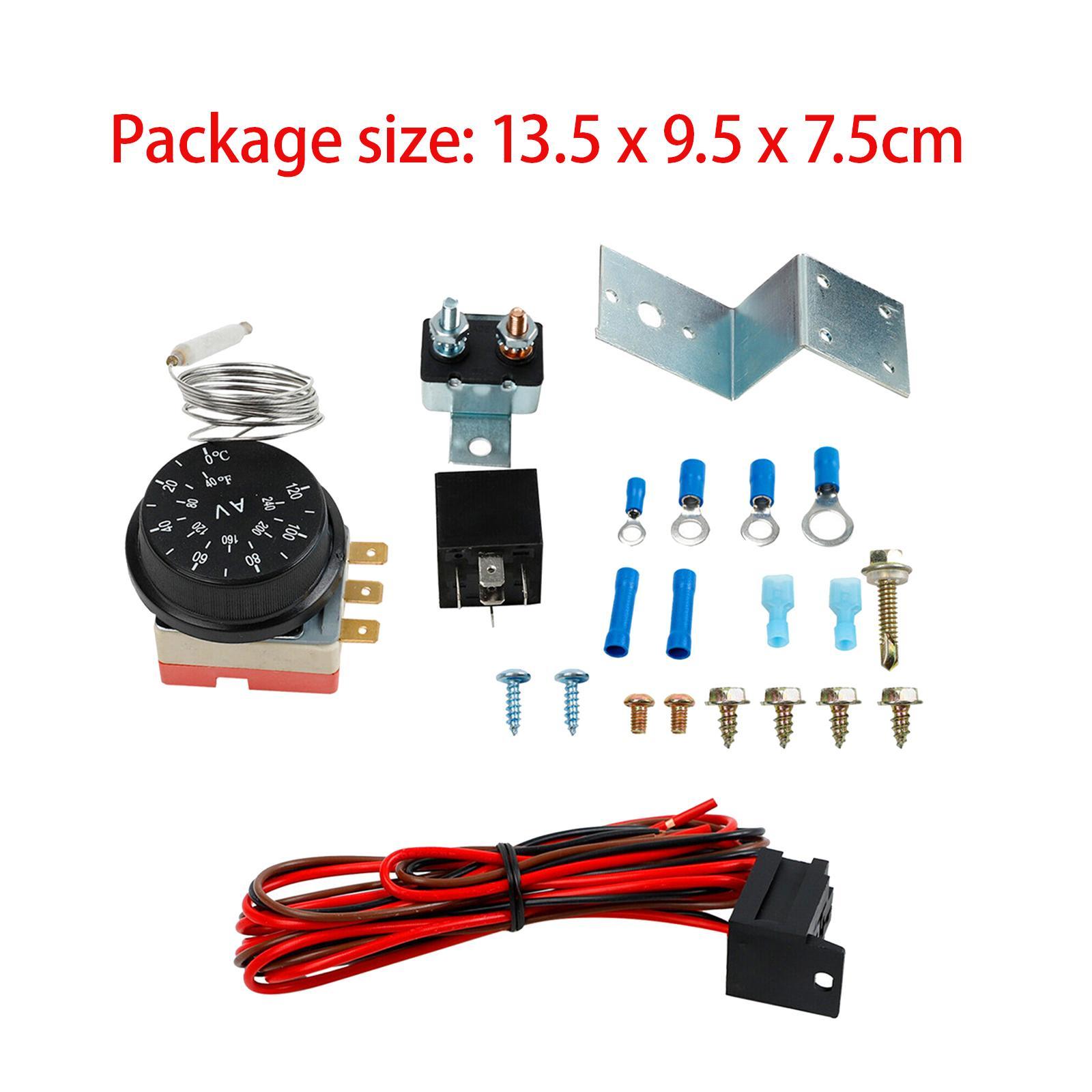 Electric 12V Fan Thermostat Control Relay Wire Harness Replaces