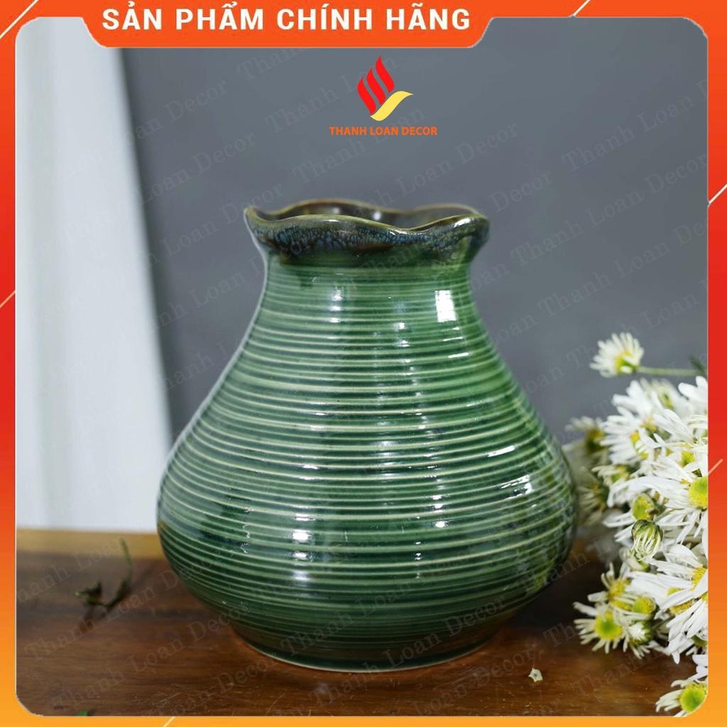 Lọ hoa gốm sứ Bát Tràng dáng vintage - Bình hoa decor trang trí nhà cửa cỡ vừa - Nhiều màu