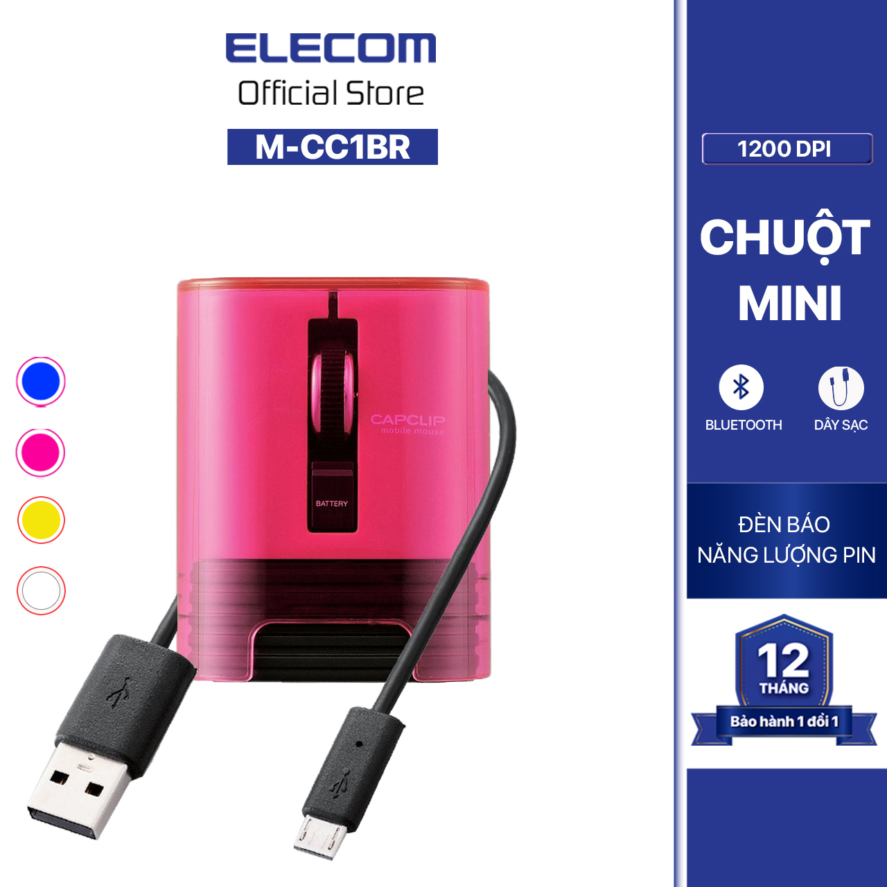 Chuột không dây mini Bluetooth ELECOM M-CC1BR - Hàng chính hãng