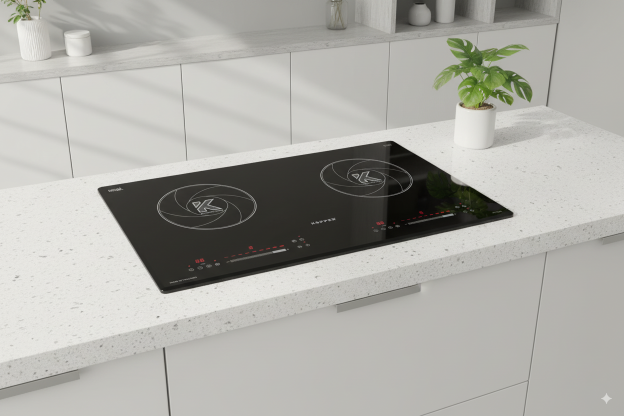 Kopper Bếp từ đôi KP586HD720 công suất 2600W IGBT tiết kiệm năng lượng Made in Thái Lan Kính VITRO CERAMIC chống trào Hàng Chính Hãng