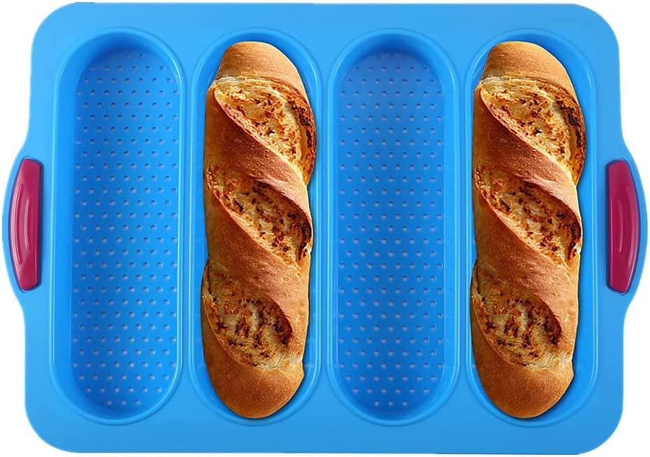 Khay nướng bánh mì Baguette Khuôn nướng bánh mì hình que kiểu Pháp đục lỗ