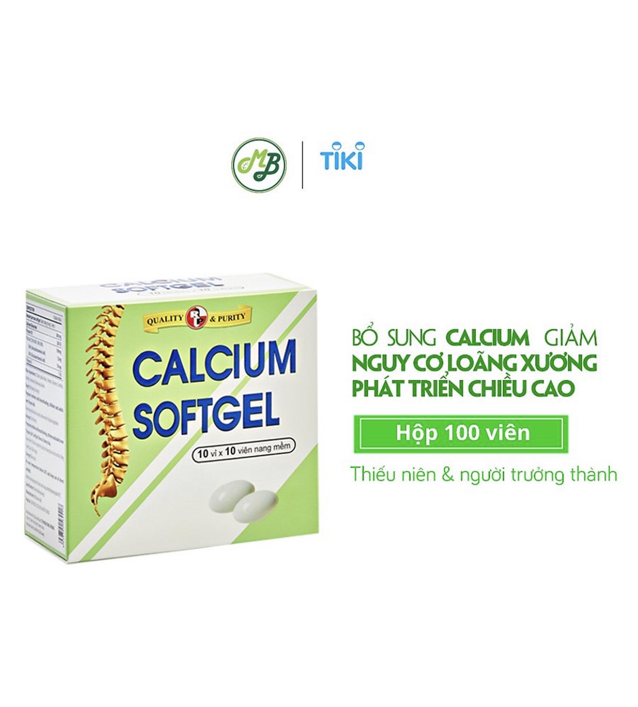 COMBO 2 HỘP TPCN bổ sung Calcium (canxi) và Vitamin D3- CALCIUM SOFTGEL – phòng ngừa loãng xương, giúp xương chắc khoẻ- hộp 100 viên TẶNG 1 HỘP