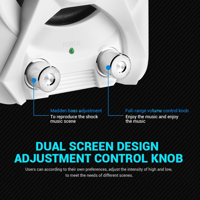 USB AUX Máy tính có dây Loa loa loãng 5W 3W*2 Đặt Stereo cốt thép Bass 2.1 cho máy tính điện thoại PC Color: White