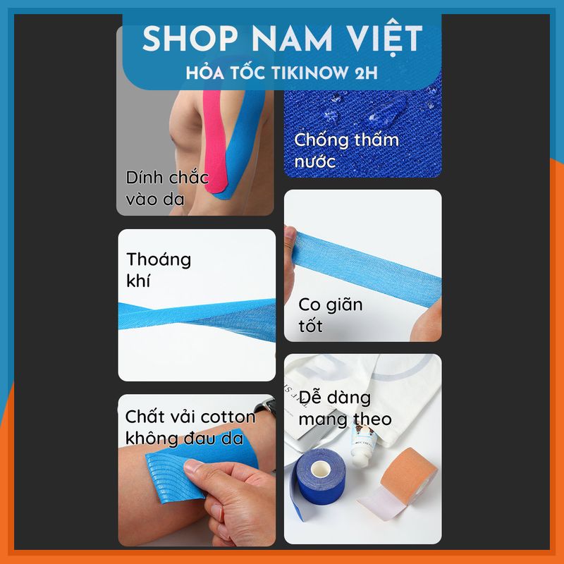 Băng Keo Thể Thao Chất Thun Co Giãn Hỗ Trợ Cơ Bắp, Khớp (Kinesiology Tape)