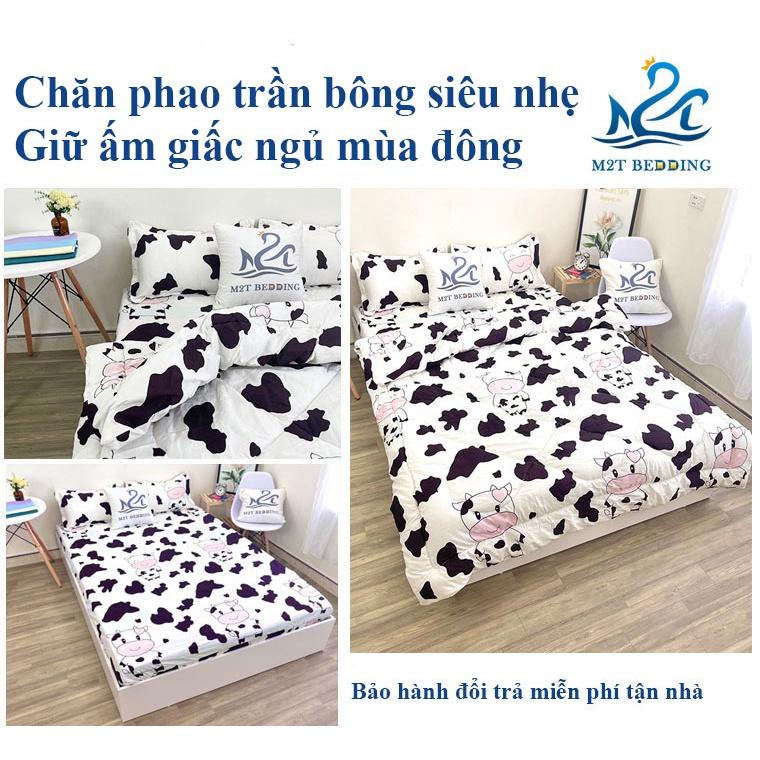 Chăn phao trần bông siêu nhẹ, mền cotton poly họa tiết đáng yêu kích thước 1m8x2m