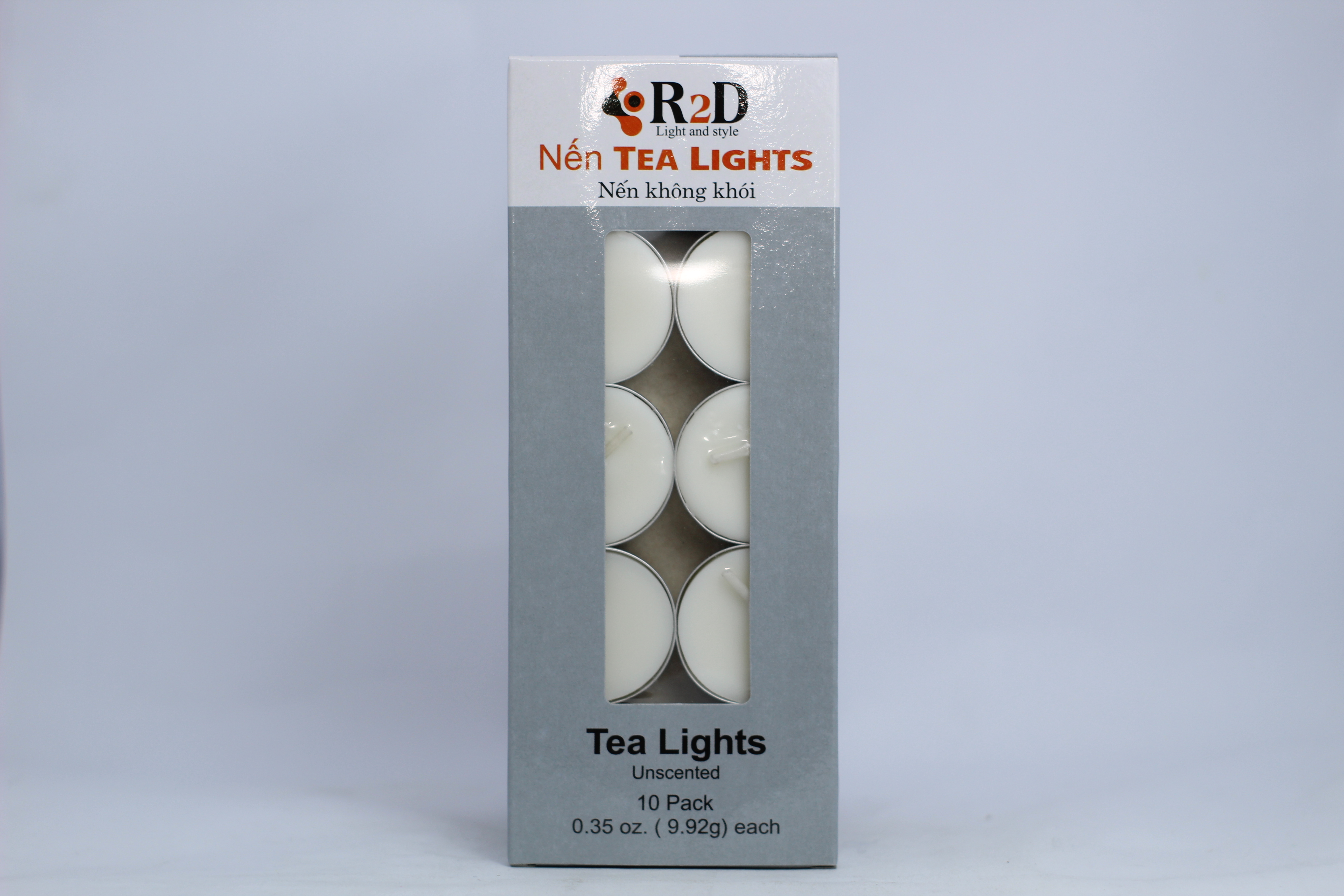 Nến không khói màu trắng tealight 10 viên dùng cho lò xông tinh dầu chính hãng R2D