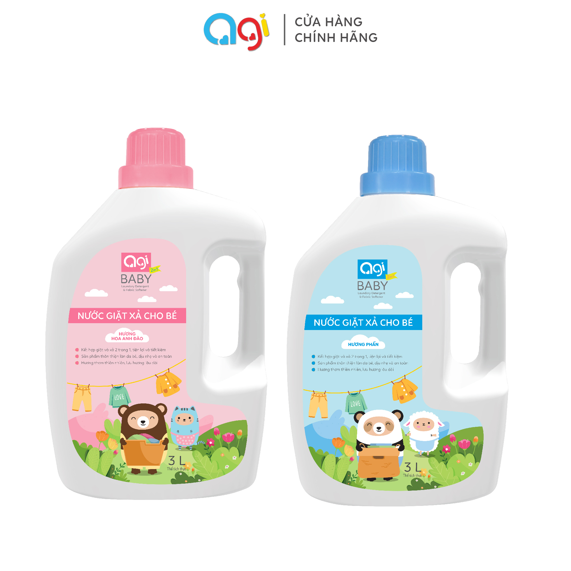 Nước giặt xả cho bé Agi 2 in 1 3000ml