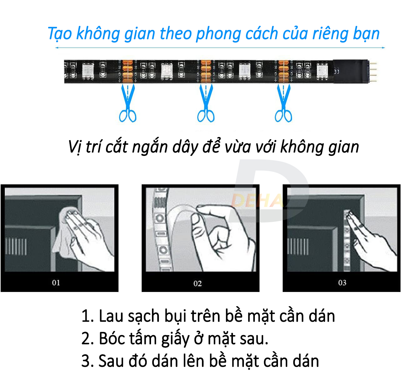 Bộ Đèn led dây dán nguồn USB RGB đổi màu điều khiển chọn màu đứng yên, nhấp nháy, bóng 5050 strip light trang trí cây máy tính, màn hình, ti vi, TV, Gaming, Tiktok dán tường (Tùy chọn chiều dài dây, loại dây chống nước hay không)