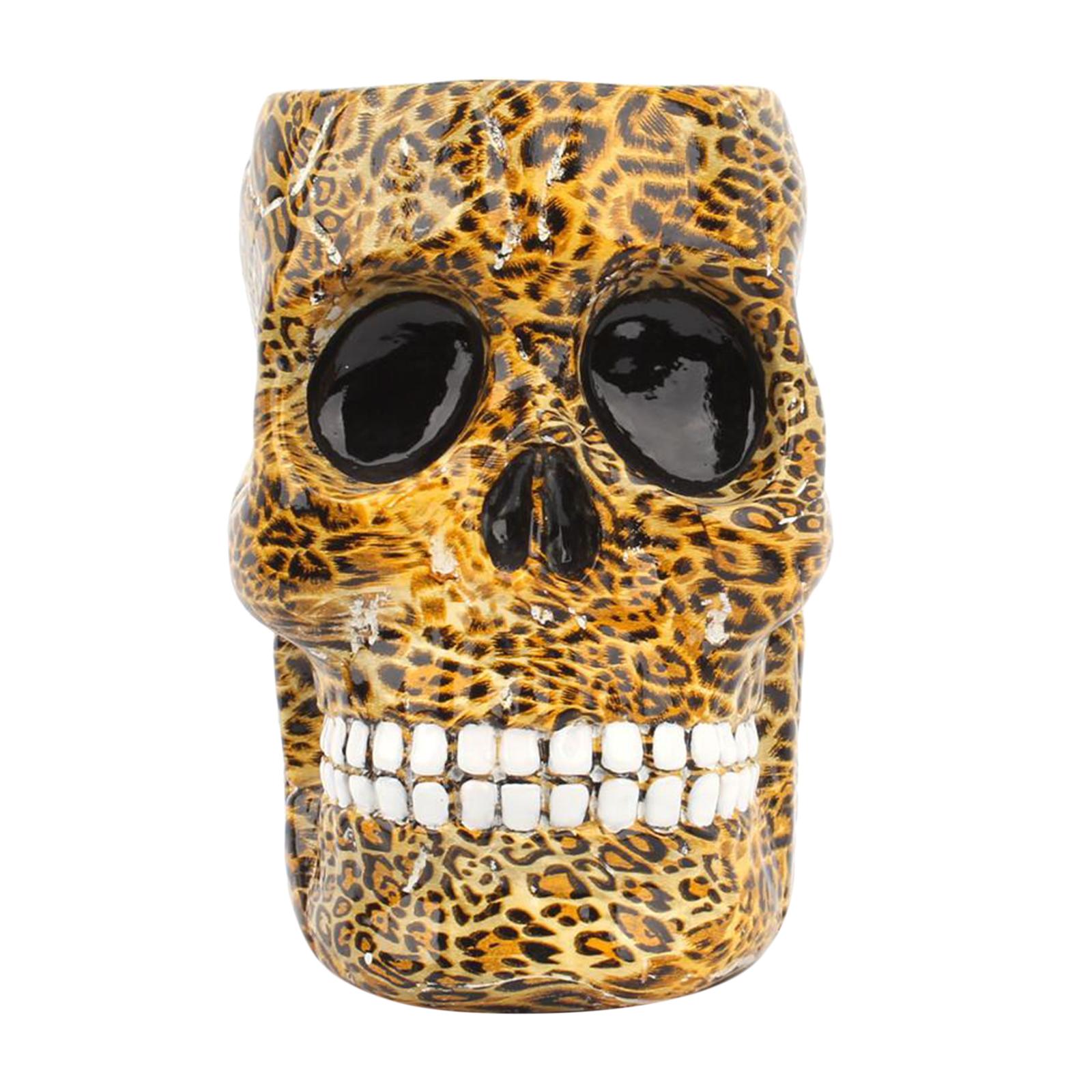 Skull Desk Organizer Pencil Holder Cosmetic Makeup Brushes Display Rack A