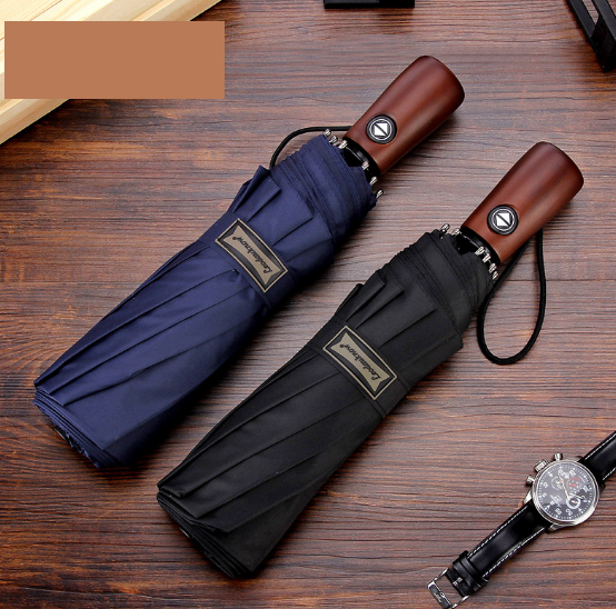 Ô cán gỗ tự động 2 chiều vải 2 lớp siêu chống thấm chống tia UV tuyệt đối, dù đi mưa đi nắng cán ngắn mới