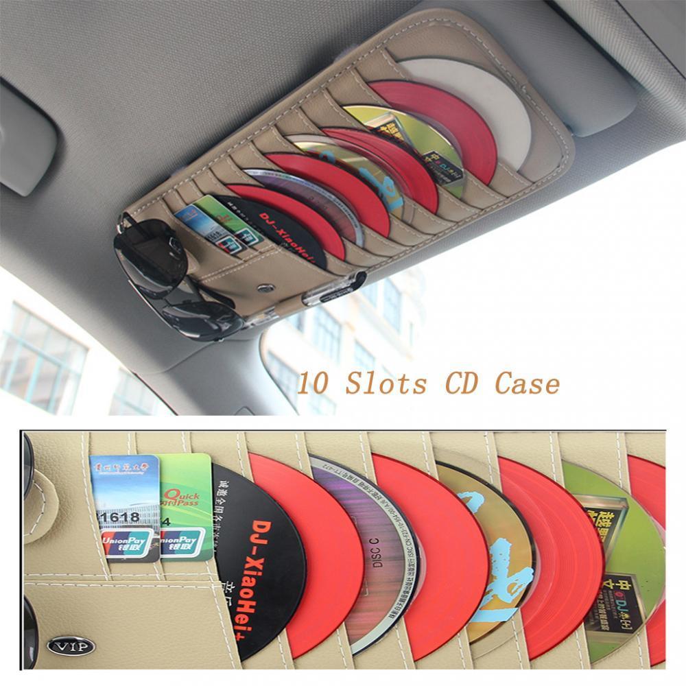 10 Slot CD DVD Disc Pouch Bag Storage Case for Car Auto Sunshade Visor brown