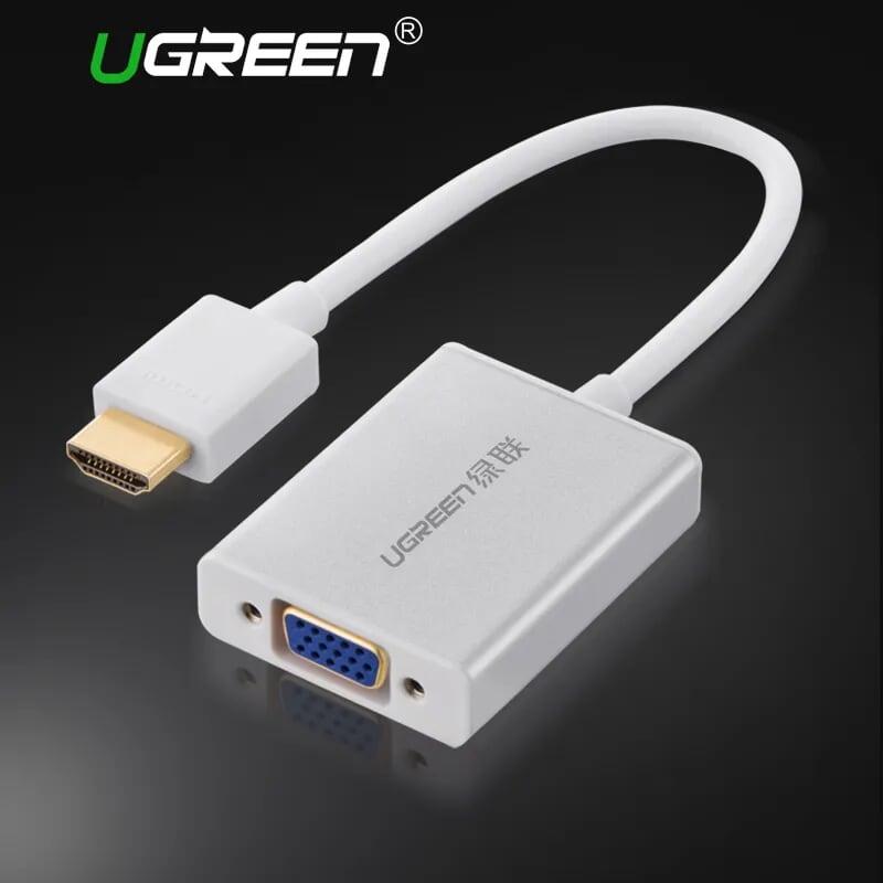 Ugreen UG40212MM102TK Màu Trắng Bộ chuyển HDMI sang VGA vỏ nhôm - HÀNG CHÍNH HÃNG