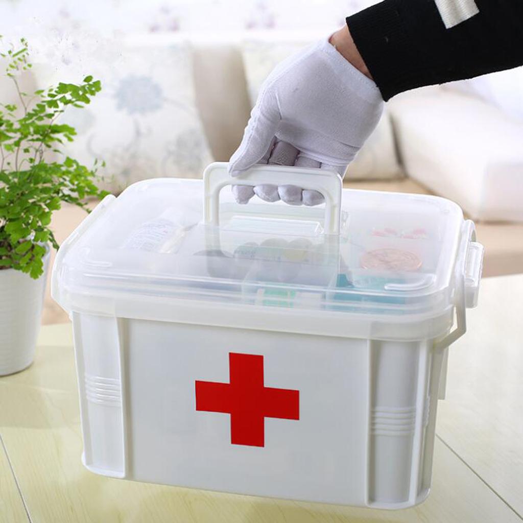 Portable Plastic 2 Layers Pill Medicine Chest First Aid Kits Case Storage Box Family Health Caring Tool Cabinet Box