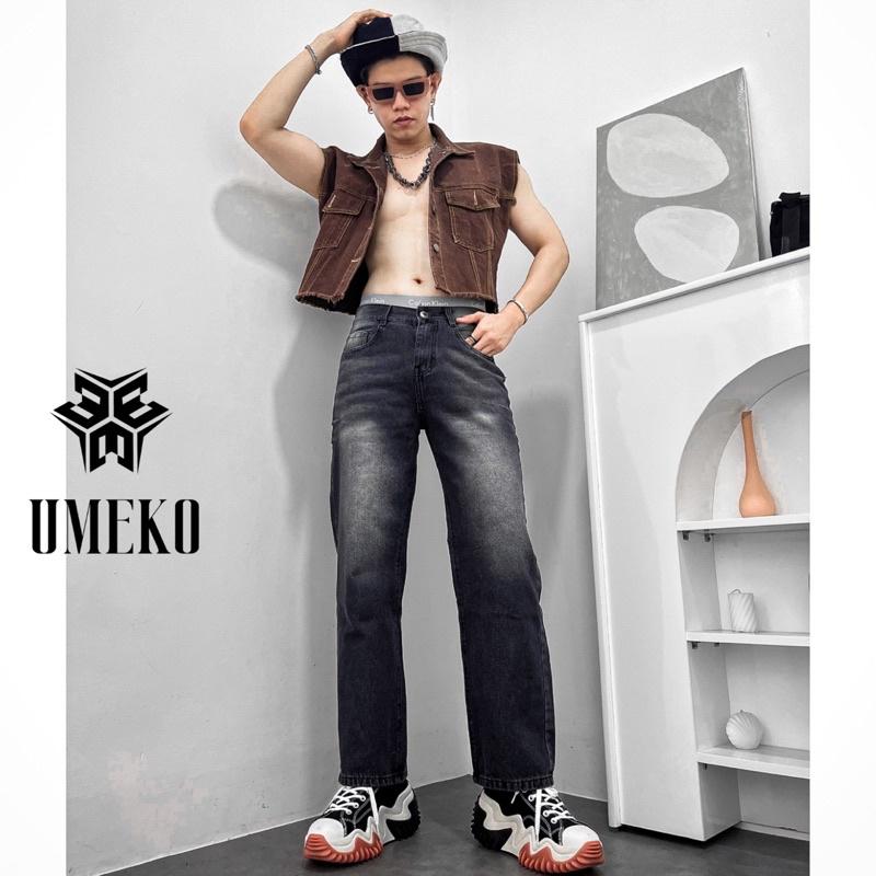 UMEKO Áo Gile Jean, Áo Khoác Denim Unisex Form Crop Dáng Rộng Không Tay Phong Cách Y2K Streetwear Cá Tính Hot Hè 2023