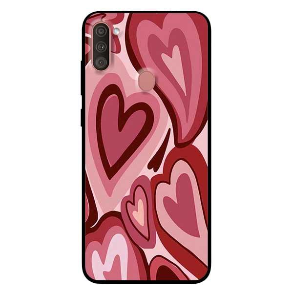 Ốp lưng dành cho Samsung Galaxy A11 - Tim Viền Đỏ