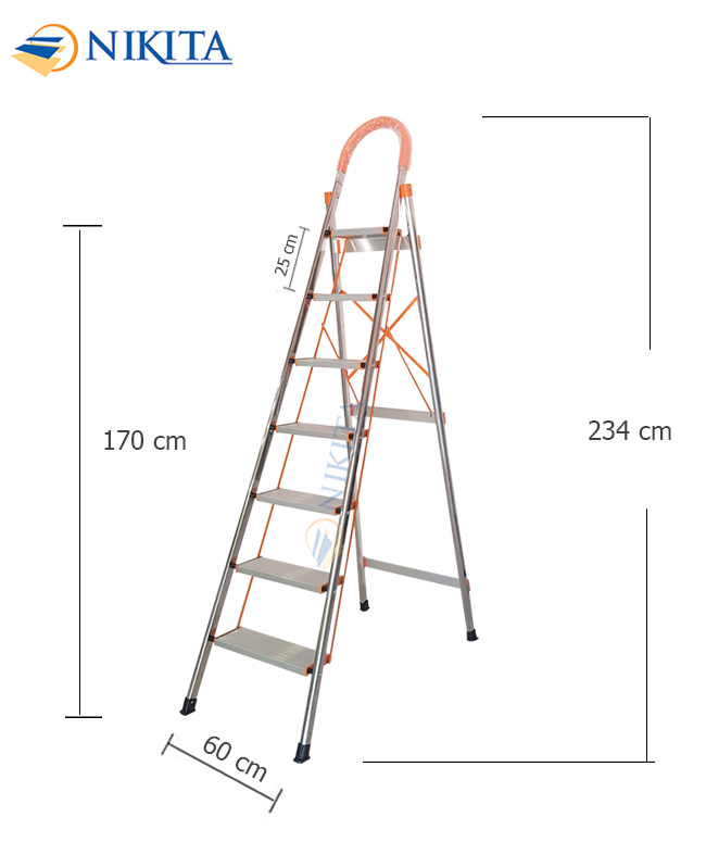 Thang ghế INOX gia đình 7 bậc - 2,39m