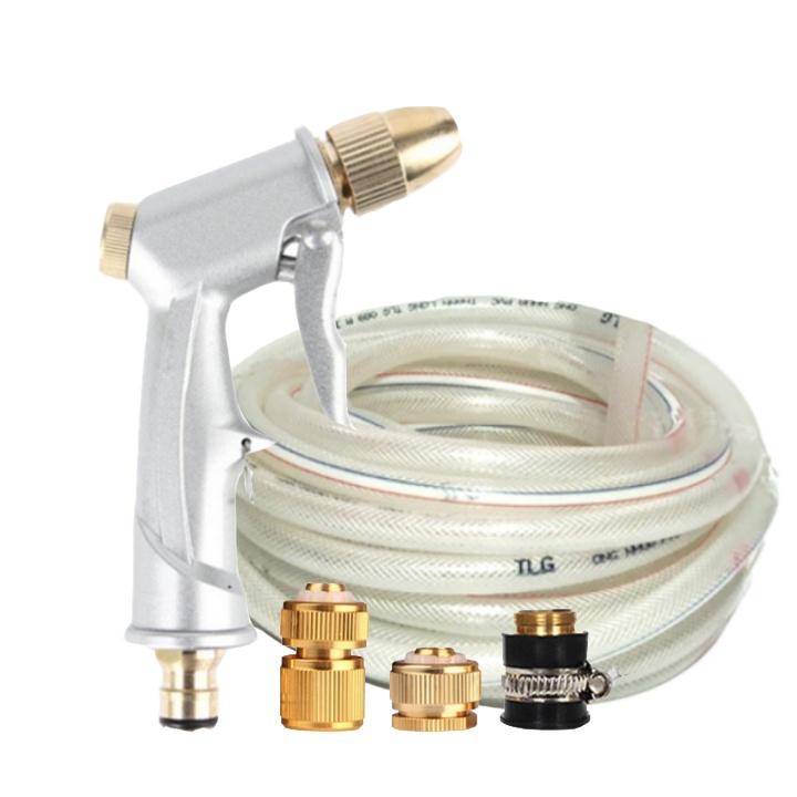 Rửa xe tưới cây Bộ dây và vòi xịt tăng áp lực nước 300% loại 25m cút đồng,nối đồng 206701