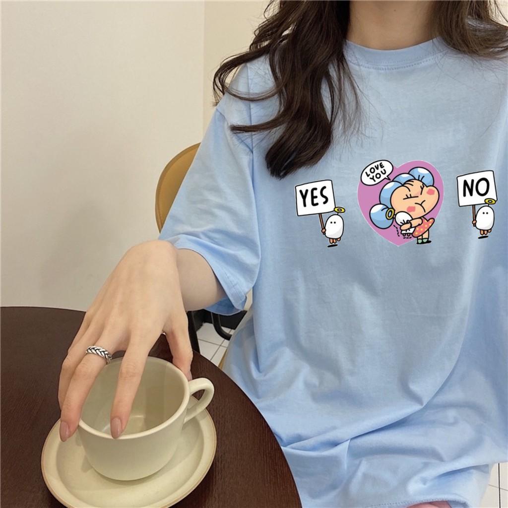 Áo Thun Tay Lỡ Unisex YES NO LOVE YOU Form Rộng Ulzzang