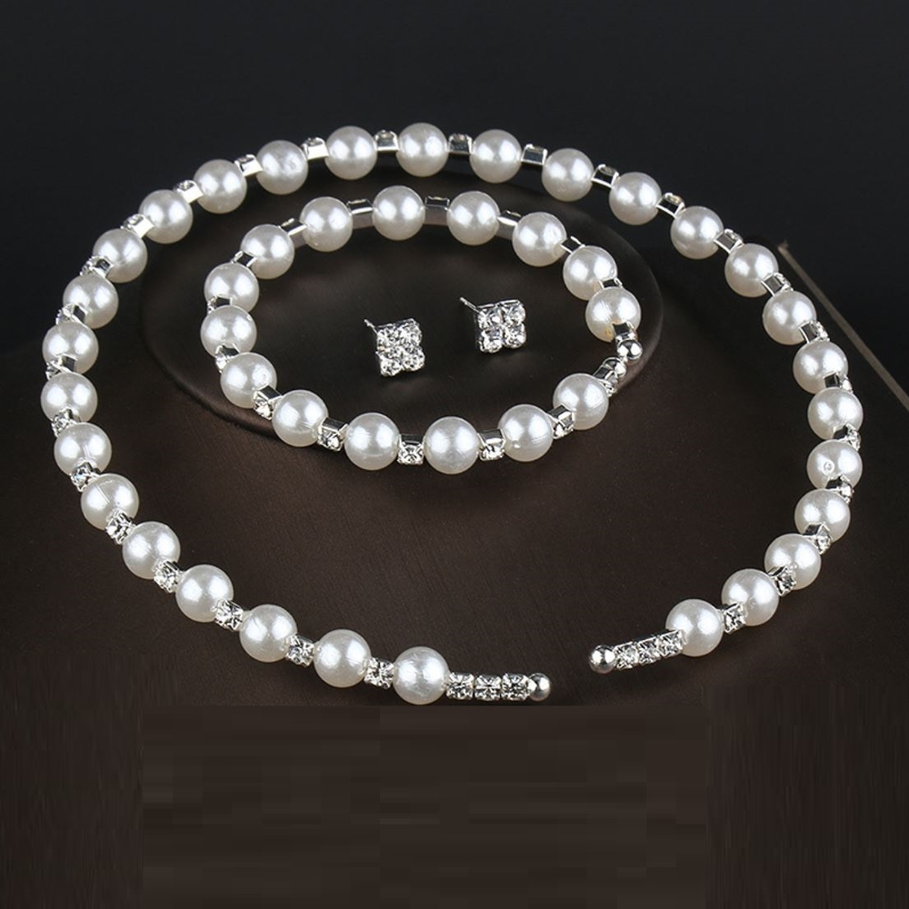 Set Trang Sức Hạt Chai Đính Đá Kiềng Vòng Tay Hoa Tai, Thiết Kế Sang Trọng, Phụ Kiện Thời Trang Kết Hợp Với Trang Phục Trong Các Sự Kiện Hay Chụp Ảnh