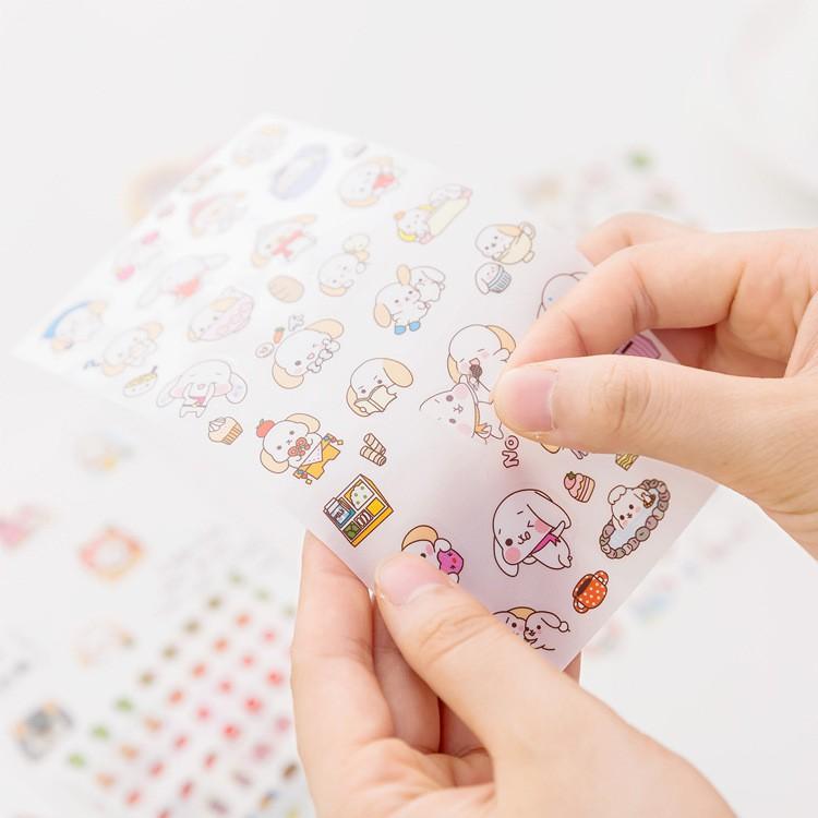 Bộ 6 sticker dán thỏ hồng Happy every day nguồn hàng buôn sỉ