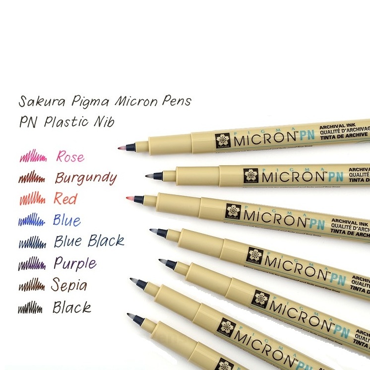 Bộ 8 Bút kim màu đi nét chuyên nghiệp Sakura Pigma Micron ngòi PN