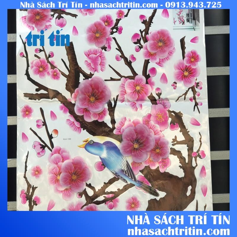 Decal trang trí tết cao cấp hoa mai dán cửa kính có keo sẵn trang trí văn phòng cửa hàng có keo sẵn dễ tháo dán.