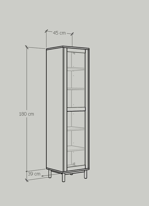 [Happy Home Furniture] CATY , Kệ sách 6 tầng  cửa kính size nhỏ - chân sắt ,  45cm x 40cm x 180cm (DxRxC), KSA_018