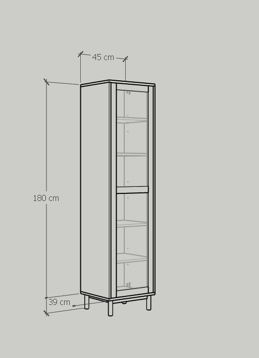 [Happy Home Furniture] CATY , Kệ sách 6 tầng cửa kính size nhỏ tích hợp đèn LED - chân sắt , 45cm x 40cm x 180cm (DxRxC), KSA_018_LED