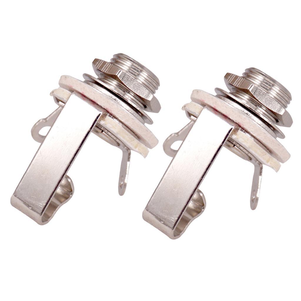 2x Pack of 2 Electric Guitar Bass 6.35mm Mono Socket Plug Instrument Accs - Silver, 6.35mm