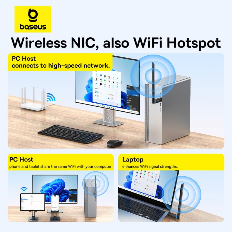 Thiết bị nhận tín hiệu Wifi Baseus FastJoy Series WiFi Adapter (Hàng chính hãng)