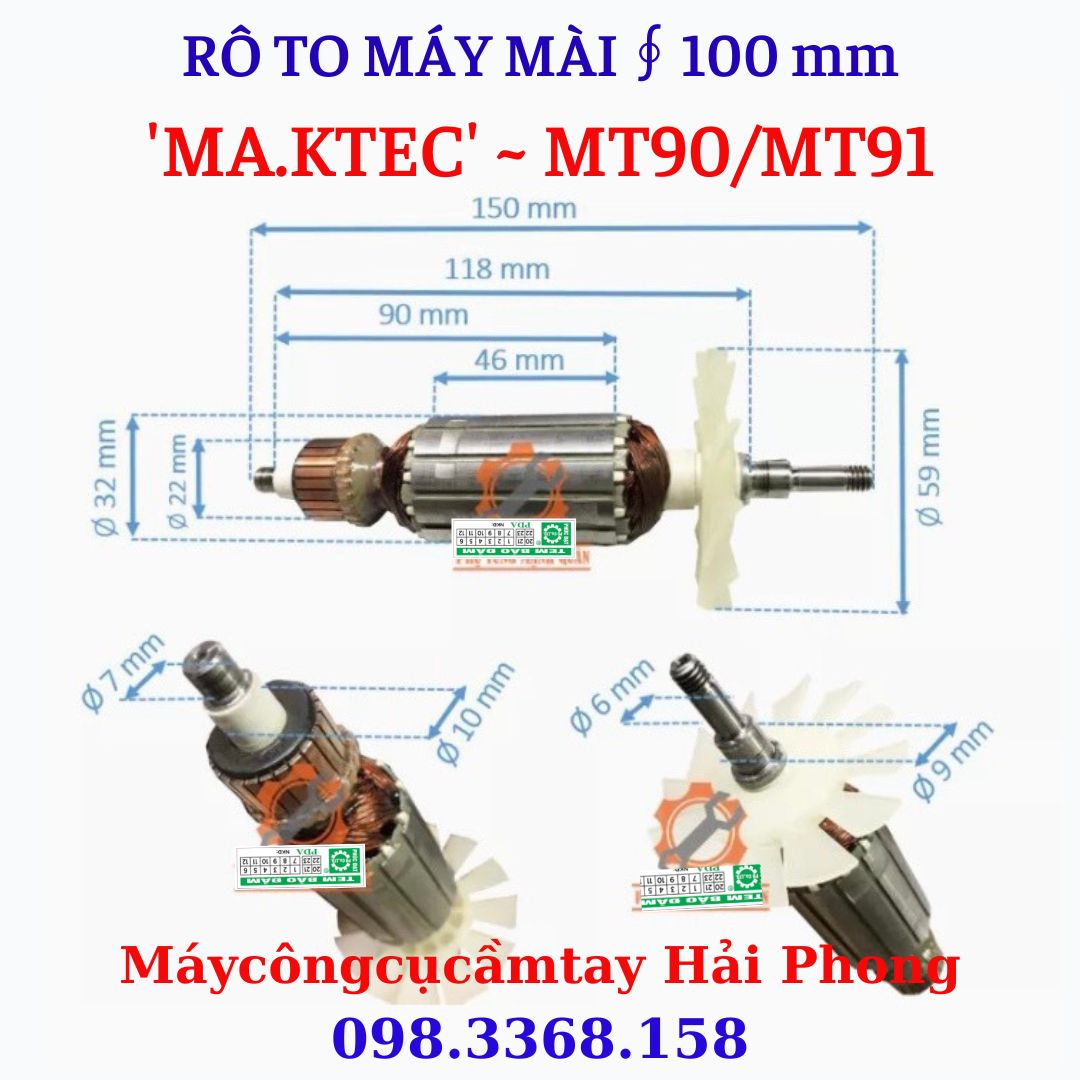 Rô to máy mài góc Mod. 'MT90' / 'MT91' dùng cho 'MAK.TEC' F100 mm