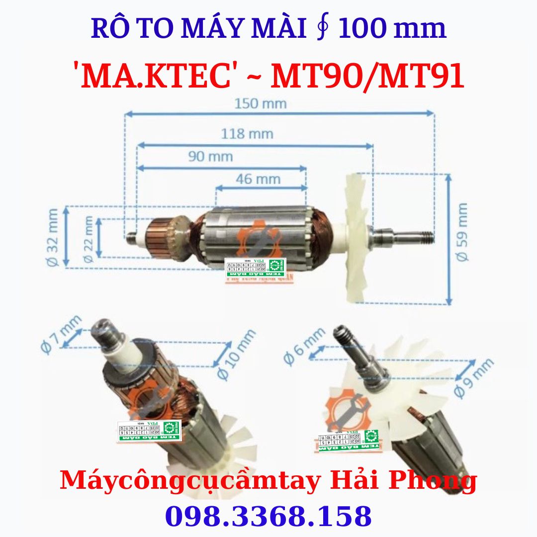 Rô to máy mài góc Mod. 'MT90' / 'MT91' dùng cho 'MAK.TEC' F100 mm ( 220V - 540W )