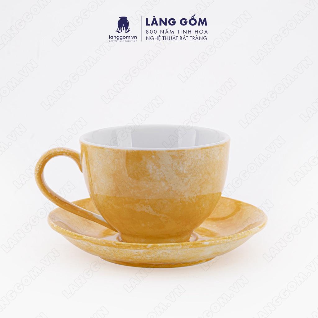 Cốc uống nước, Ly sứ vân đá dáng cốc Cappuccino(dáng mới) dung tích 220ml- Gốm sứ Bát Tràng cao cấp - Làng Gốm Bát Tràng